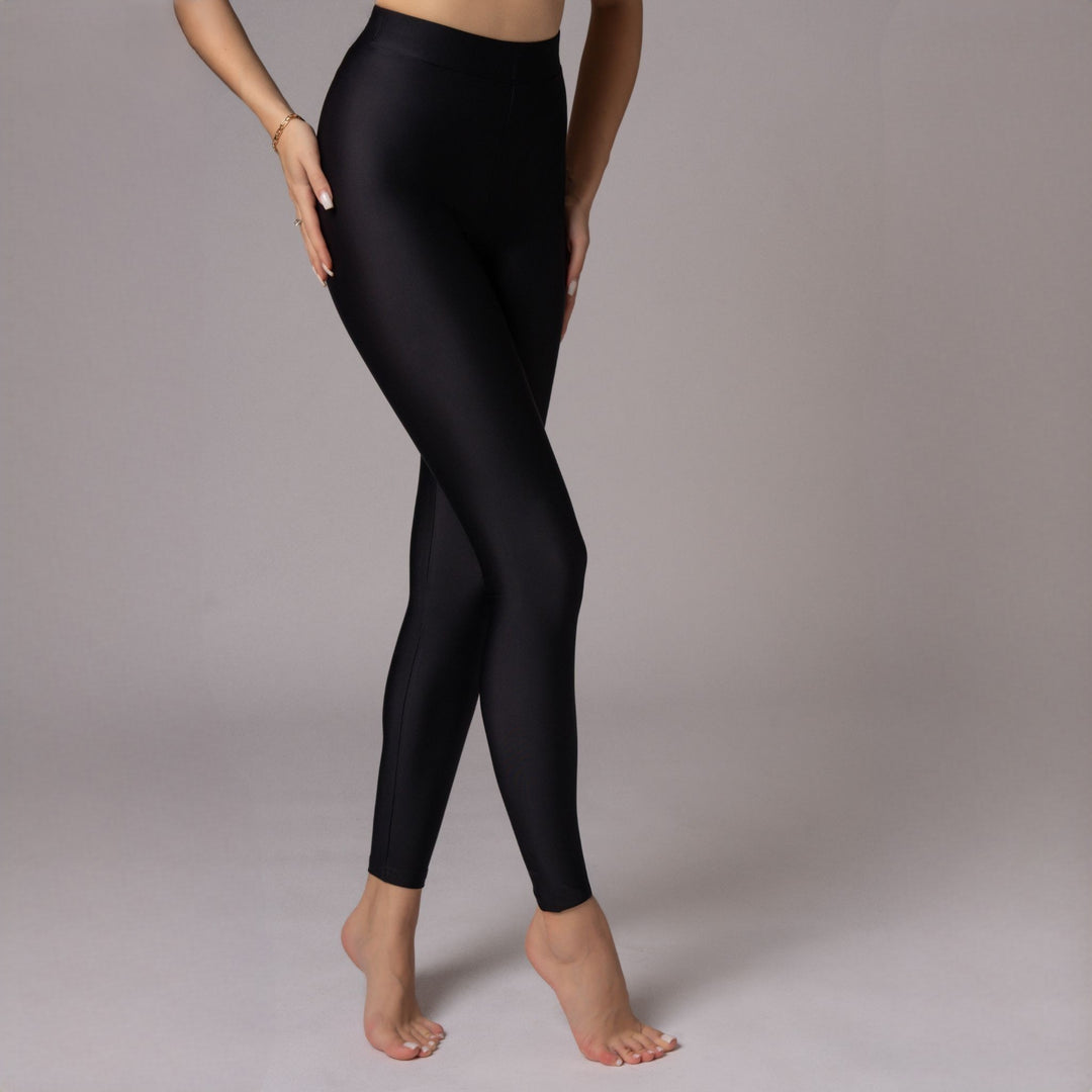 Carolina D: Colanti modelatori negri lungi cu talie inalta din lycra premium