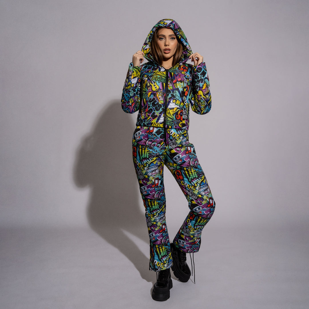 Costum ski dama printat