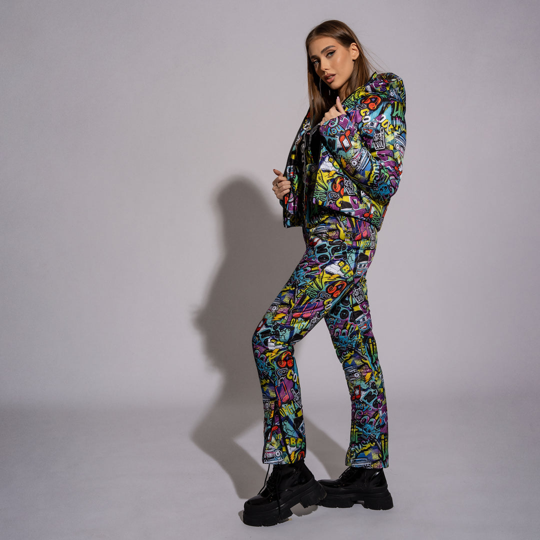 Costum ski dama printat