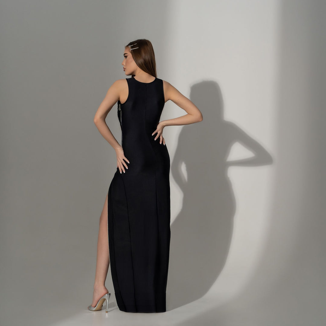Carolina D: Rochie lunga din lycra premium cu fermoar metalic lateral