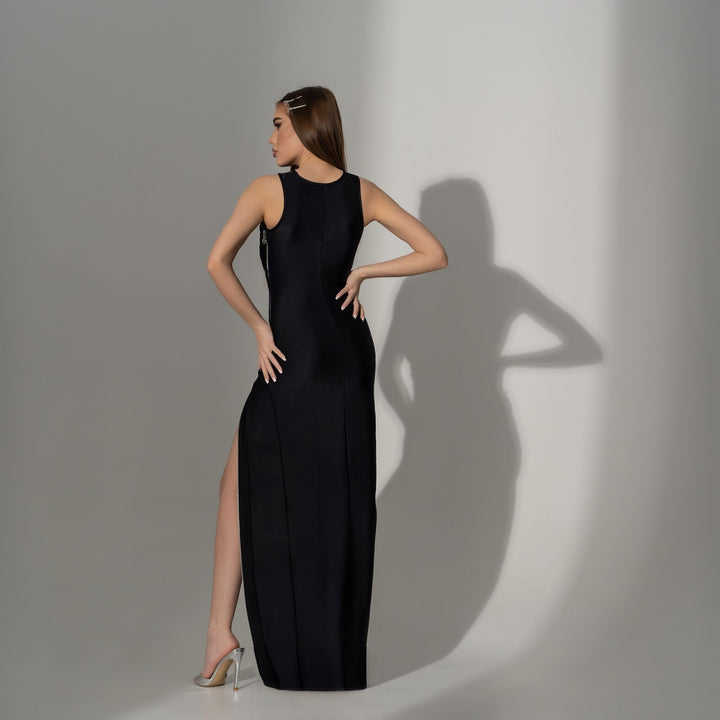 Carolina D: Rochie lunga din lycra premium cu fermoar metalic lateral