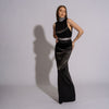 Carolina D: Rochie lunga din satin cu paiete