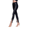 Carolina D pantaloni dama negri din lycra premium cu insertii metalice pe mijloc fata