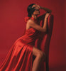 Rochie rosie din satin New Marilyn