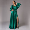 Rochie lunga din satin verde Rome