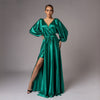 Rochie lunga din satin verde Rome