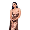 Rochie lunga din satin gold