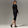 Carolina D: rochie neagra din lycra cu copci metalice