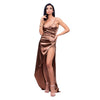 Rochie lunga din satin Be that girl Gold Edition