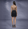 Fusta neagra scurta cu copci metalice si insertie din tulle Backstage