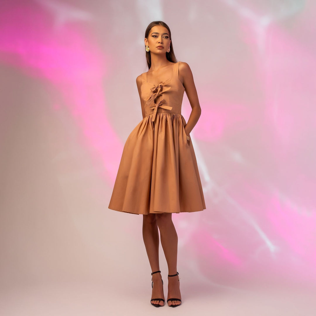 Rochie tip sarafan din poplin de bumbac crem