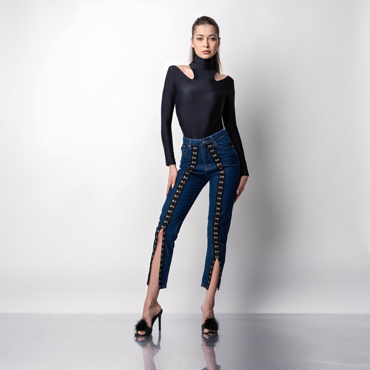 Helanca dama neagra modelatoare cu decupaje