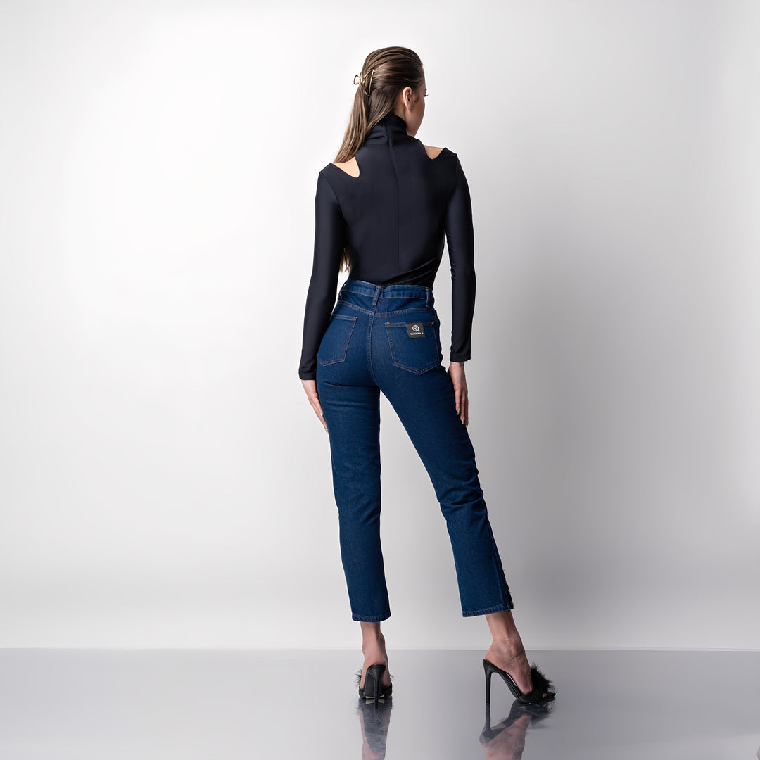 Helanca dama neagra modelatoare cu decupaje