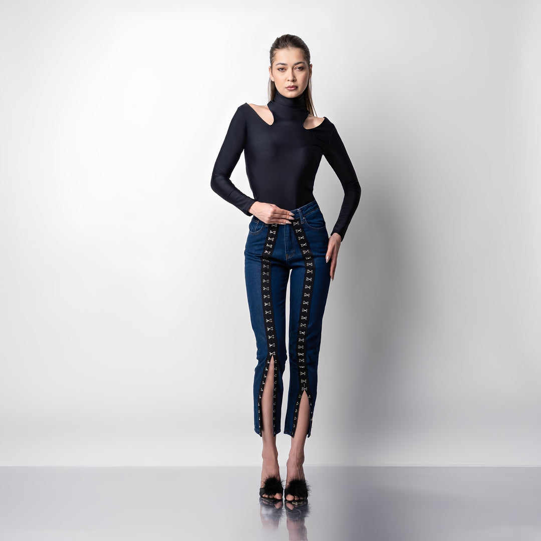 Helanca dama neagra modelatoare cu decupaje