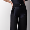 Pantaloni decupati din denim cu aspect vintage si colanti modelatori negri Back to Black