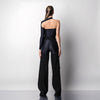 Pantaloni decupati din denim cu aspect vintage si colanti modelatori negri Back to Black