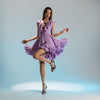 Rochie din in violet cu volane Jess