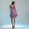 Rochie din in violet cu volane Jess