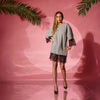 Tricou boyfriend, long line, din bumbac, cu inserții din dantelă Elevate Your Style