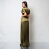 Rochie lunga din tafta de matase cu bust tip kimono si fusta plisata Hazel