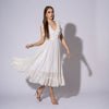 Rochie alba din voal cu fusta clos Aria White Edition