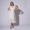 Rochie alba din voal cu fusta clos Aria White Edition