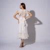 Rochie alba din voal cu fusta clos Aria White Edition