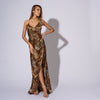 Rochie lunga din satin animal print Be that girl