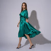 Rochie verde lunga din satin London