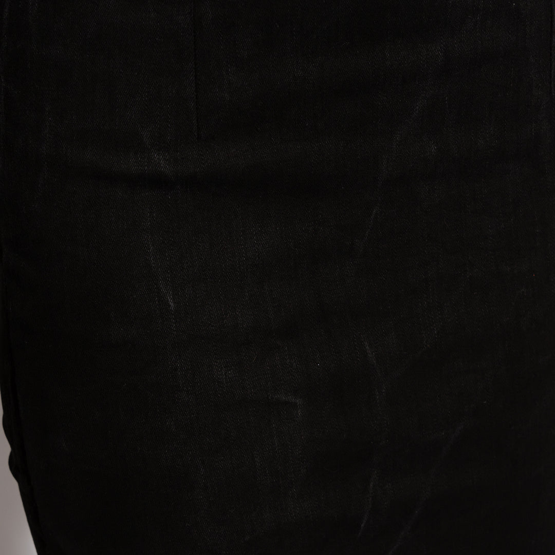 Pantaloni decupati din denim cu aspect vintage si colanti modelatori negri Back to Black