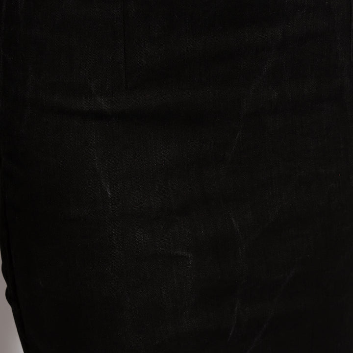 Pantaloni decupati din denim cu aspect vintage si colanti modelatori negri Back to Black