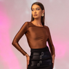 Bluza din lycra maro cu maneca lunga