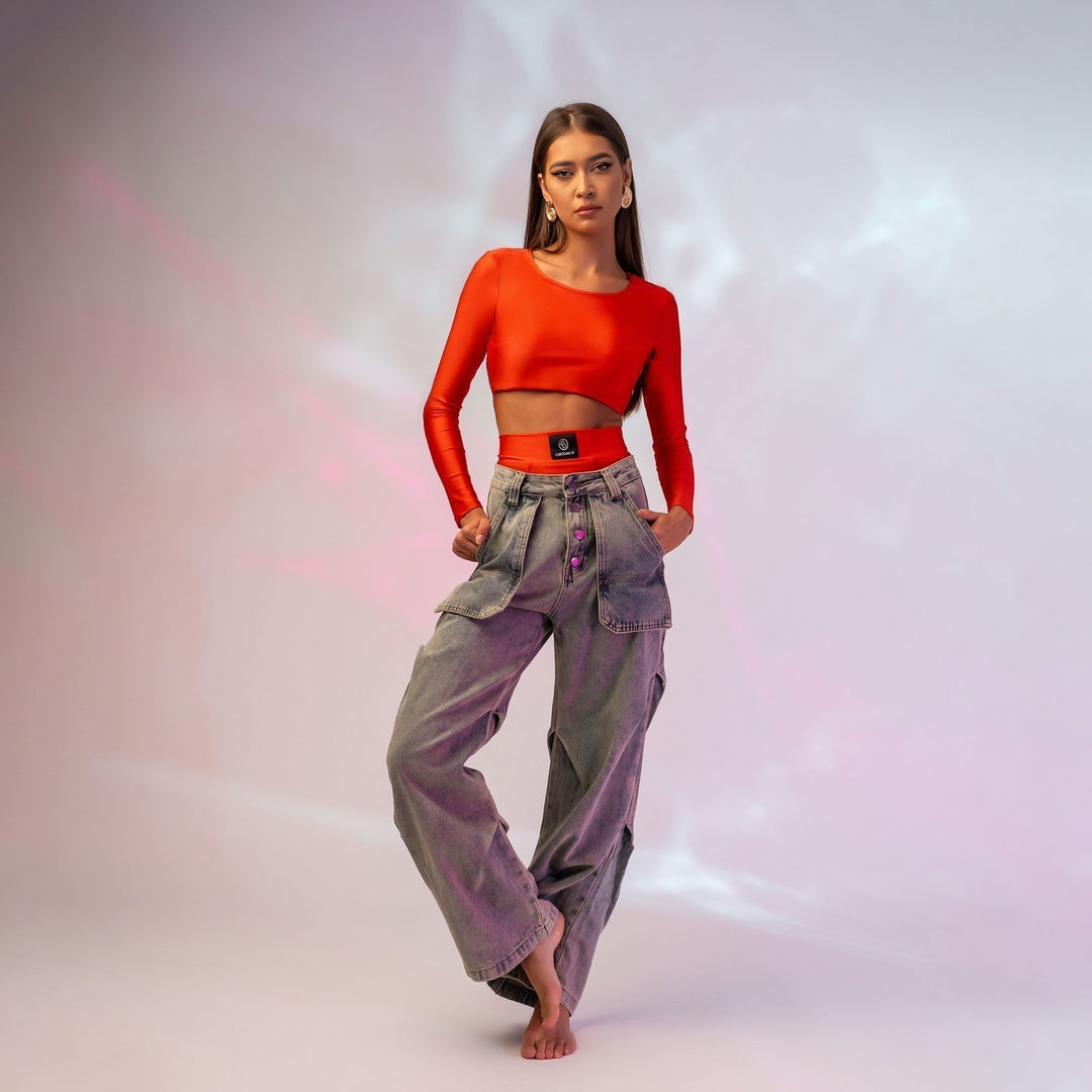 Chiloti modelatori din lycra cu talie inalta Rosii