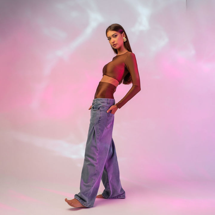 Chiloti modelatori din lycra cu talie inalta maro