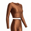 Crop Top Damă Lycra Premium Cupru, Mânecă Lungă