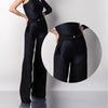 Pantaloni decupati din denim cu aspect vintage si colanti modelatori negri Back to Black