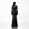 PRET SPECIAL DE LANSARE! Rochie lungă neagră din mătase vegetală cu peplum detașabil din paiete