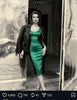 Rochie midi mulata cu insertie din satin verde Hannah