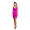 Rochie fucsia din satin cu snur Dress to Impress