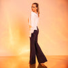Pantaloni Evazati Bleumarin cu Funda  Raiat Elegant Carolina D