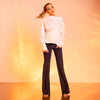 Pantaloni Evazati Bleumarin cu Funda  Raiat Elegant Carolina D