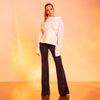 Pantaloni Evazati Bleumarin cu Funda  Raiat Elegant Carolina D