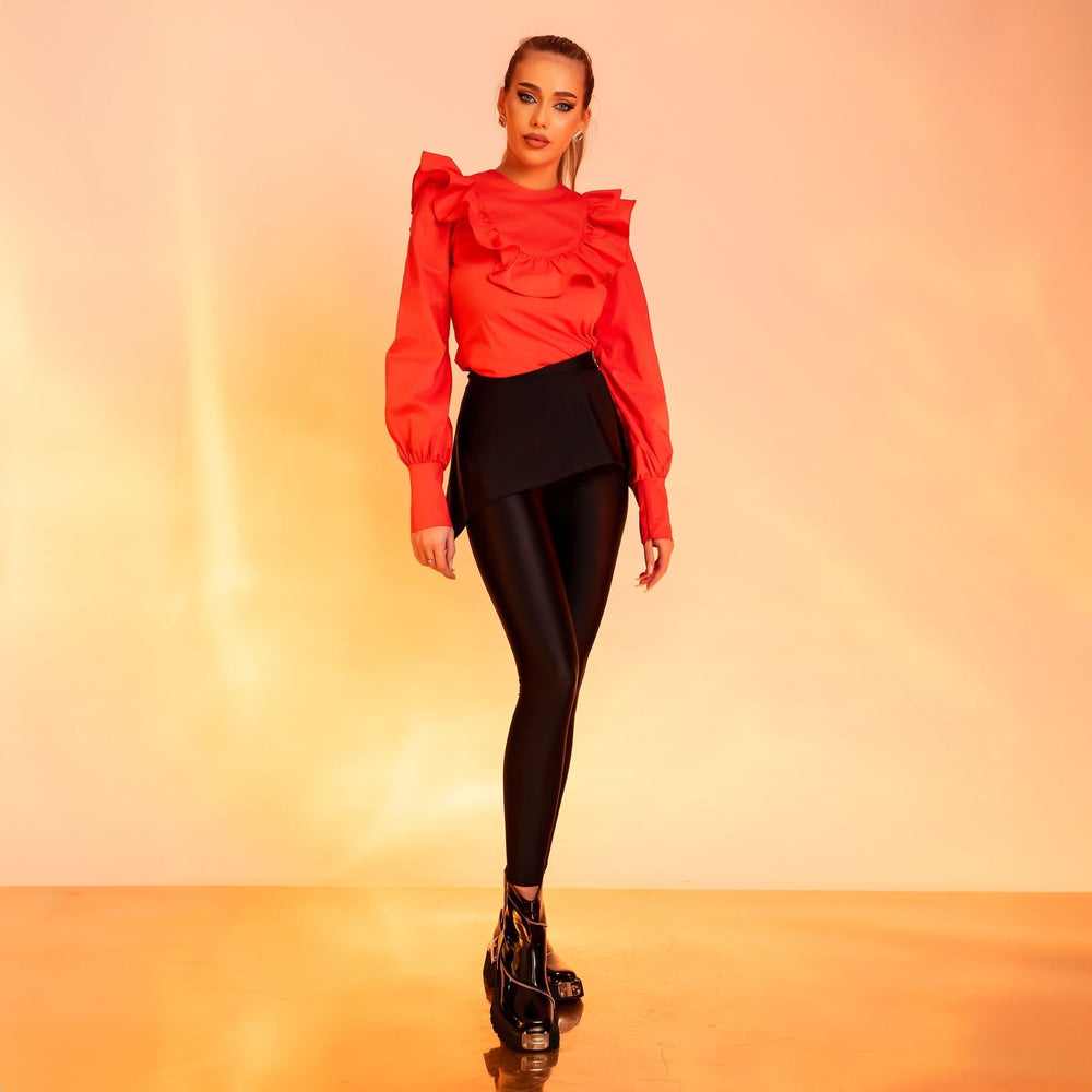 Pantaloni dama din lycra cu fusta asimetrica