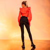 Pantaloni dama din lycra cu fusta asimetrica
