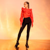 Pantaloni dama din lycra cu fusta asimetrica