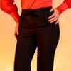 Pantaloni dama tip pana cu fundita decorativa in talie