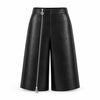 Pantaloni 3/4 Dama Piele Vegană Croc, textura catifelata, Croi Oversized & Fermoar Dublu-Sens