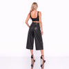 Pantaloni 3/4 Dama Piele Vegană Croc, textura catifelata, Croi Oversized & Fermoar Dublu-Sens
