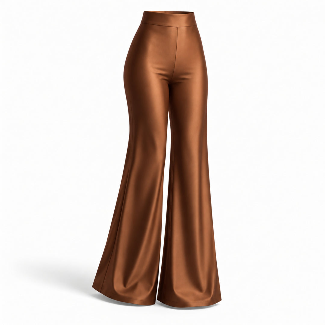 Pantaloni damă Lycra Premium cu talie înaltă, croială dreaptă, cupru