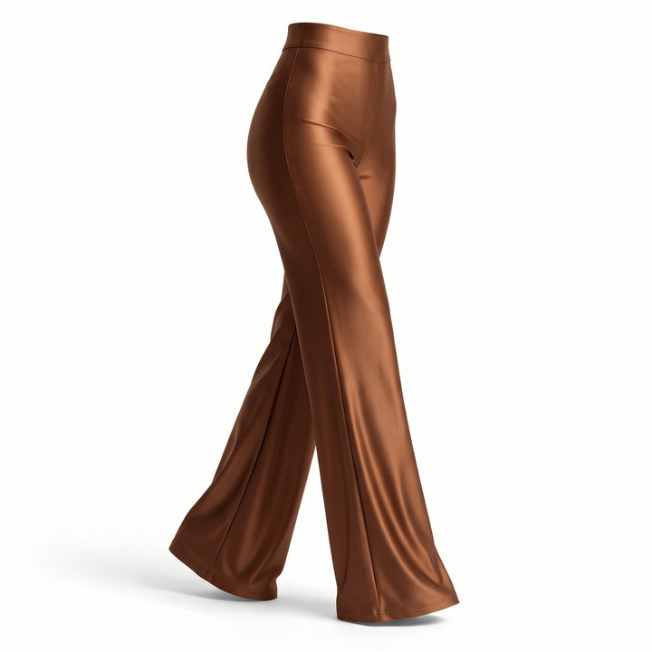 Pantaloni damă Lycra Premium cu talie înaltă, croială dreaptă, cupru